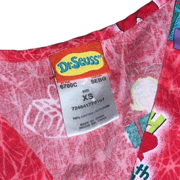Dr Seuss Grinch 50th Birthday Nurse Scrub Christmas Medical Top Size XS - Picture 7 of 10
